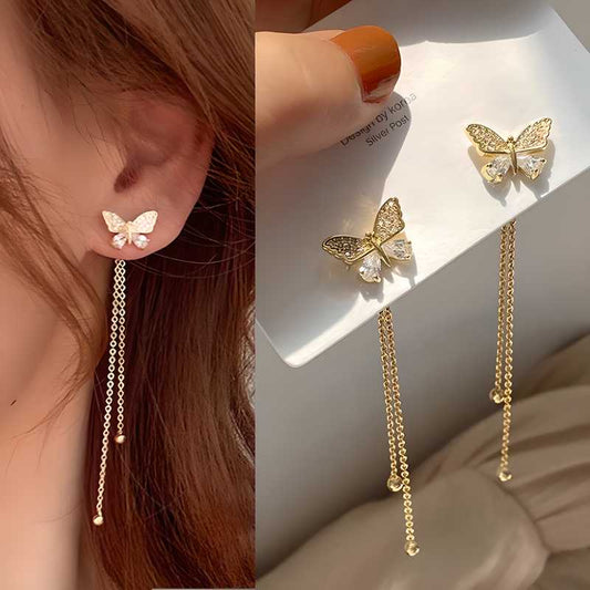 Assel Butterfly Drop Earrings Gold Color